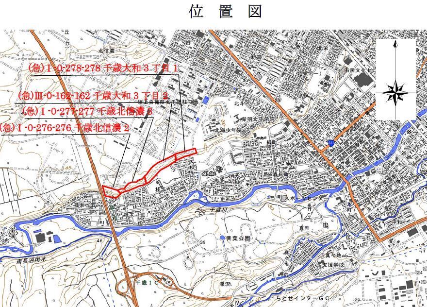大和3丁目・桂木1丁目・桂木4丁目地区の位置図