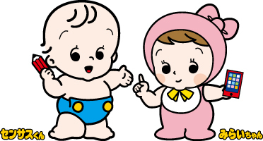 国勢調査キャラクター センサスくんとみらいちゃんのイラスト