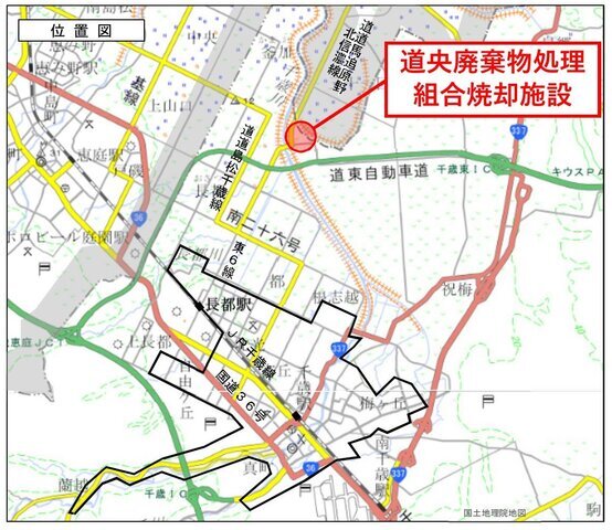 道央廃棄物処理組合焼却施設位置図