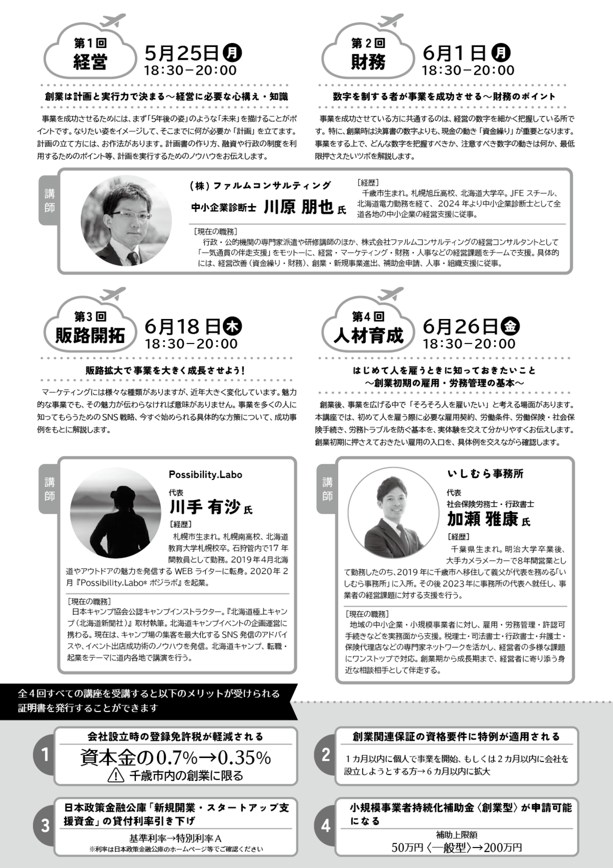 令和８年度ちとせ創業支援セミナーのチラシ（裏面）