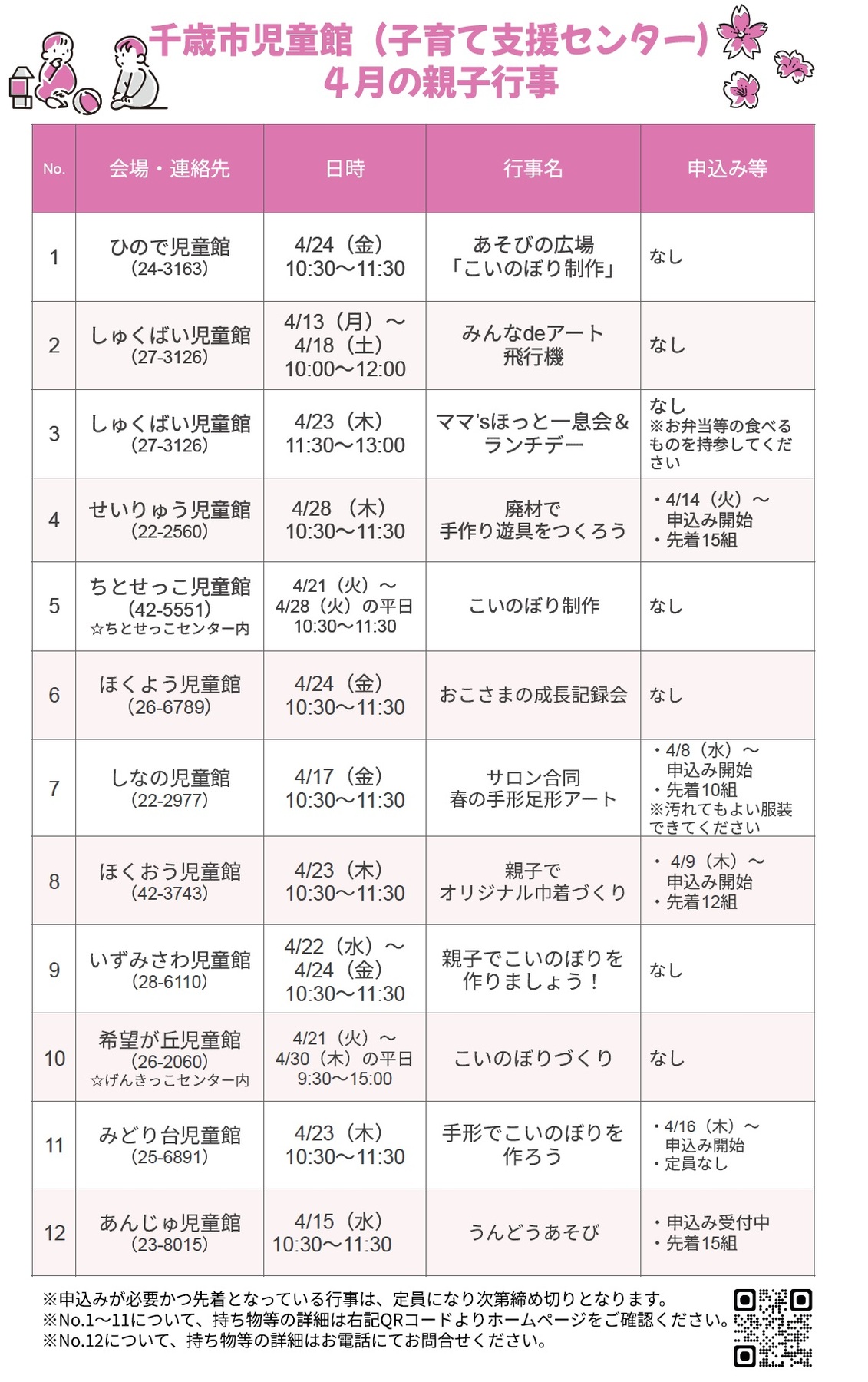 児童館親子行事予定表(2月分)