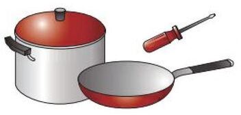 鍋や工具のイラスト