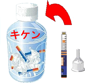 自己注射針・注射器・注射筒のごみ出し方法のイラスト