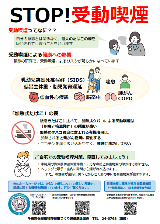 リーフレットの画像 受動喫煙の害知っていますか