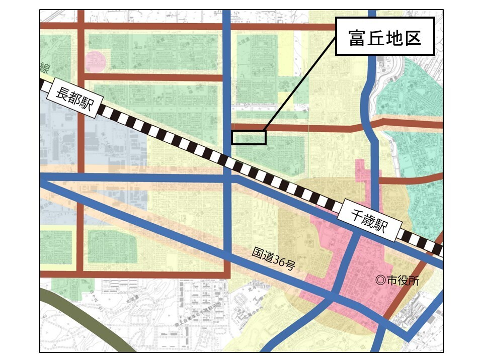 富丘地区の検討範囲図の画像