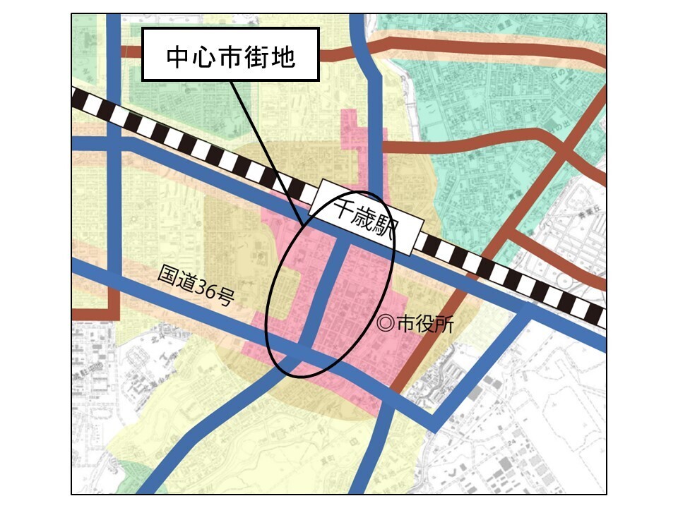 中心市街地の検討範囲図の画像