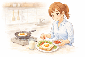 朝ごはんの調理