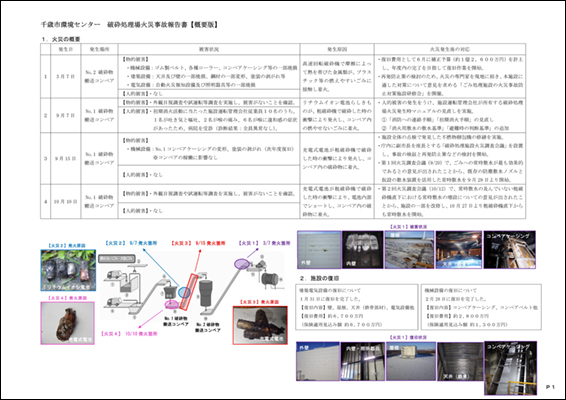 【写真】火災事故報告書 概要版の表紙