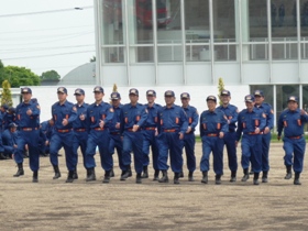 各消防分団による小隊訓練