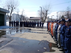 緊急消防援助隊北海道隊千歳市派遣隊発隊式  3月16日3