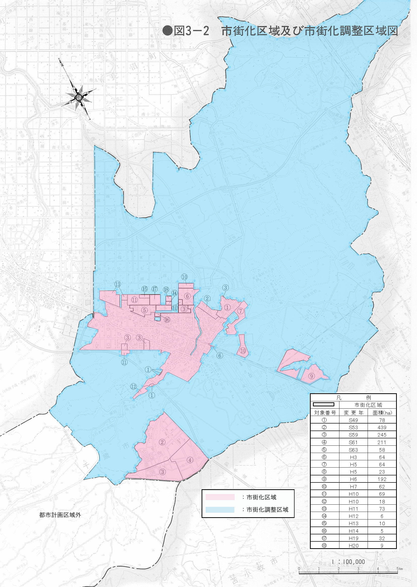  市街化区域及び市街化調整区域図