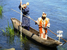 アイヌ民族伝統捕獲漁の様子（再現）