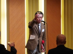 島田道朗恵庭市医師会会長による記念祝賀会の乾杯